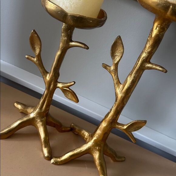 Global Views Gold Candleholders & Candles Set